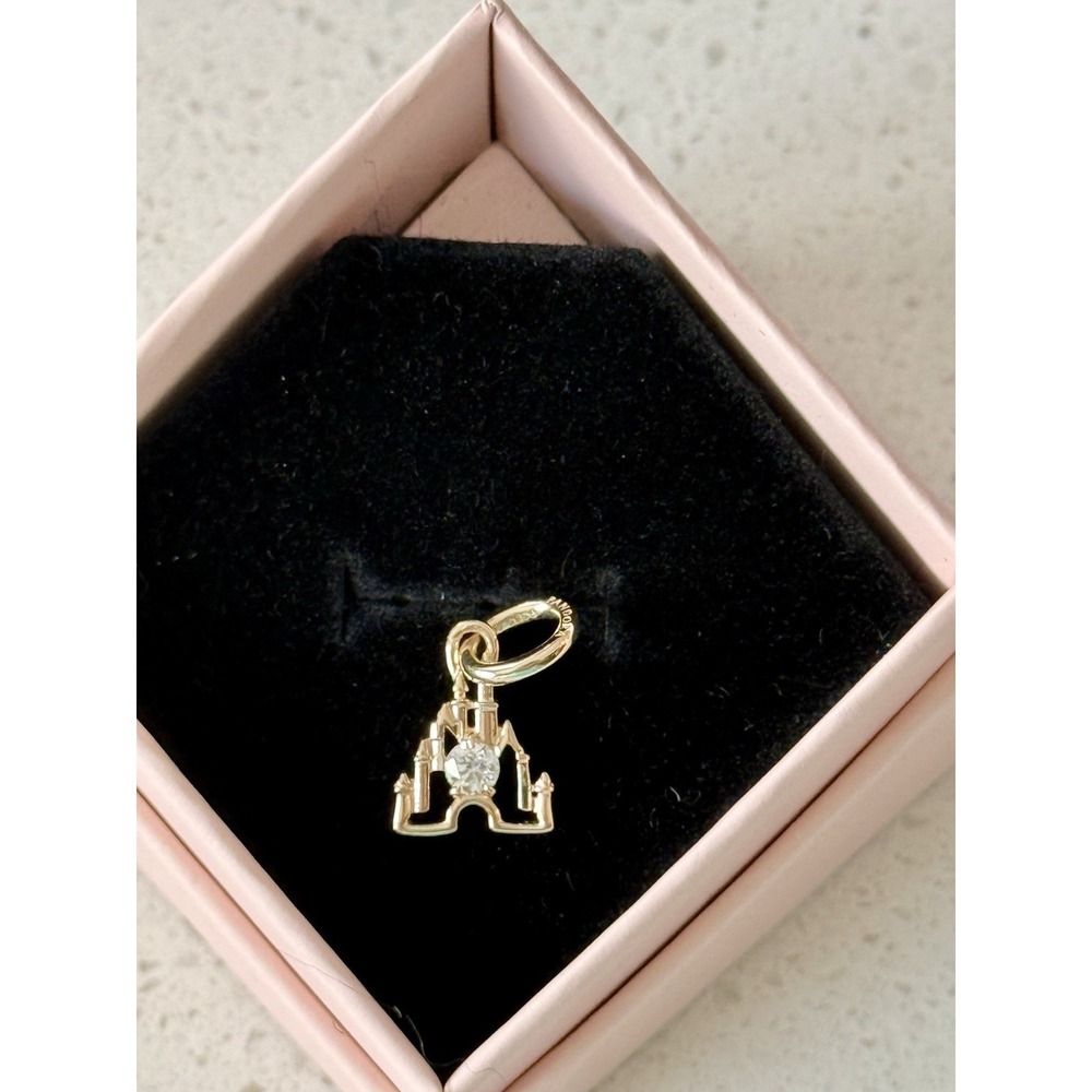 2026 Disney Parks 14K Gold Castle Lab Diamond Pandora Charm Exclusive ONE CHARM